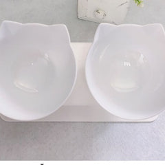 Non Slip Double Cat Bowl With Raised Stand Pet Food Cat Feeder Protect Cervical Vertebra Dog Bowl Transparent Pet Products