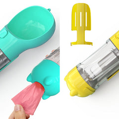 Pet Water Bottle Feeder Bowl Garbage Bag Storage Portable Pet Outdoor Travel 3 In 1 Dog Water Bottle