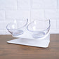 Non Slip Double Cat Bowl With Raised Stand Pet Food Cat Feeder Protect Cervical Vertebra Dog Bowl Transparent Pet Products